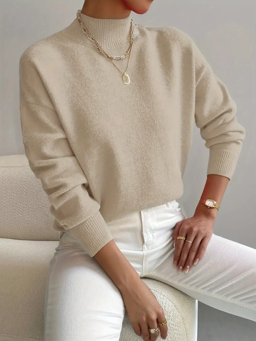  Knit Turtleneck Knit Sweater