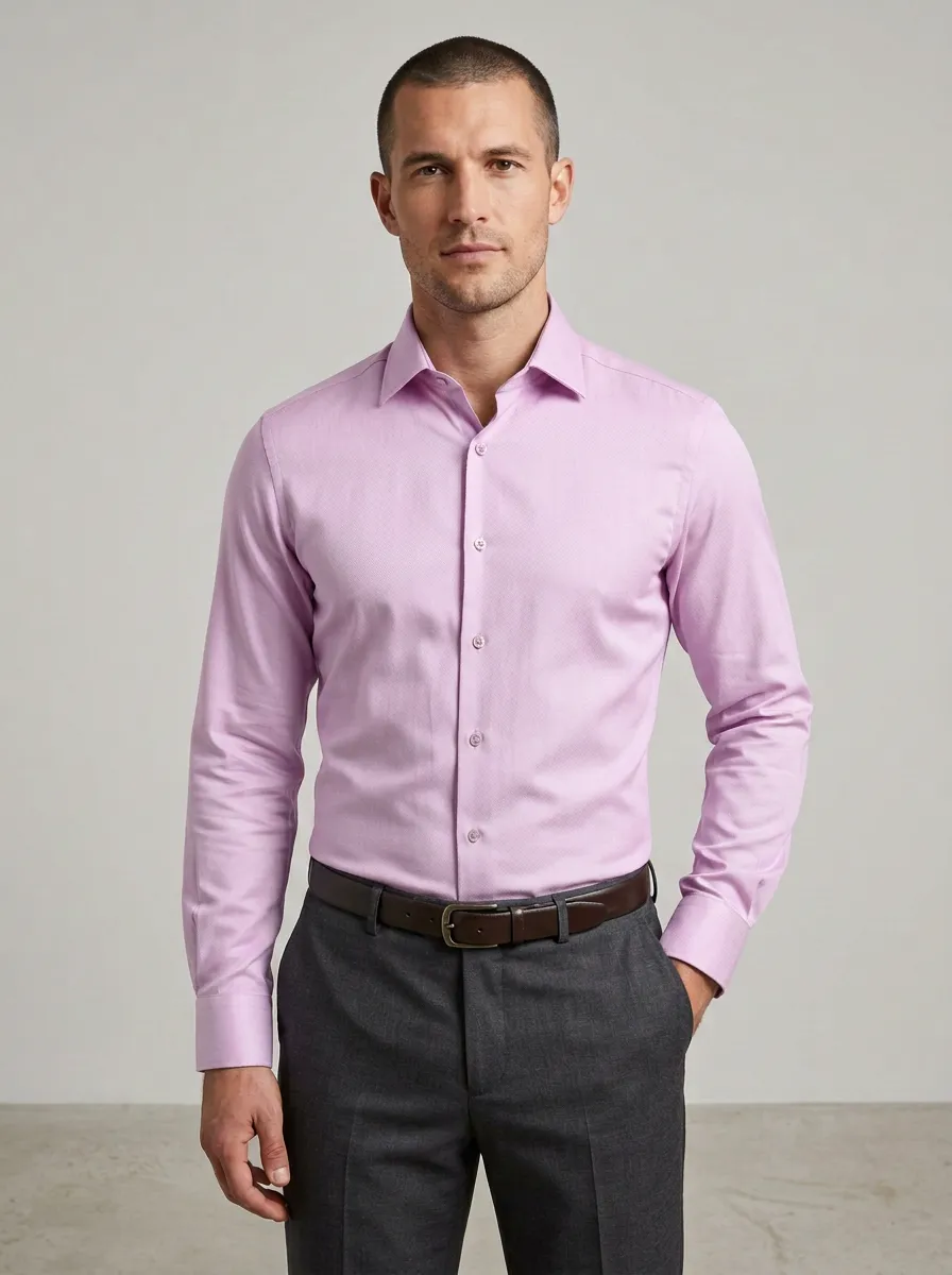 Men's Textured Solid Dress Shirt