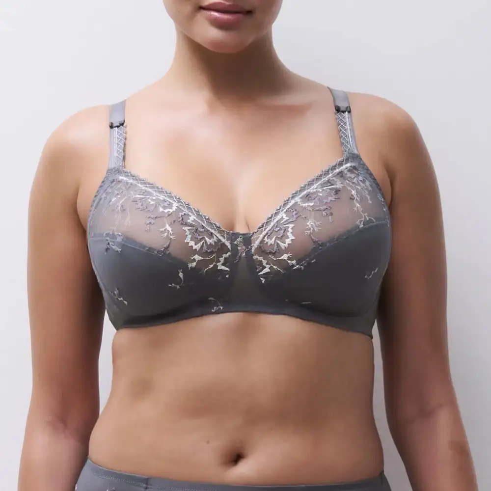 Women's Wireless Racerback Adjustable Straps Floral Lace Embroidery Mesh Floral Detail Sheer Detail Bra