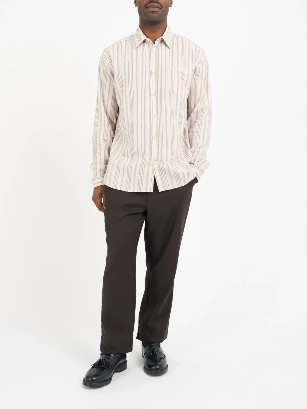 Long Sleeve Sand Cotton-Hemp Shirt