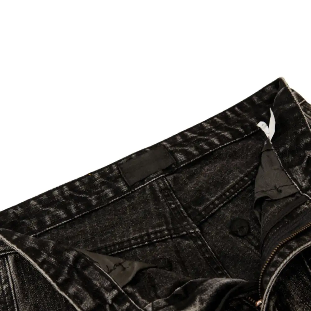Modern Men's Wide Leg Distressed Washed Denim Jeans