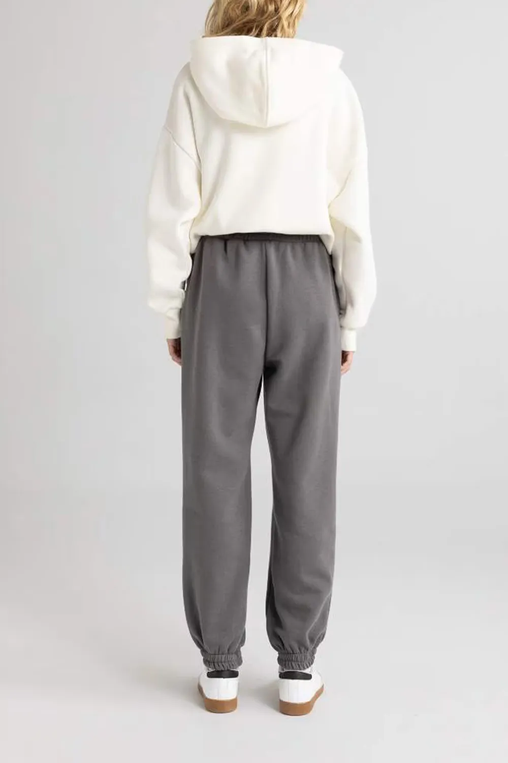 Elastic Waist Solid Trousers