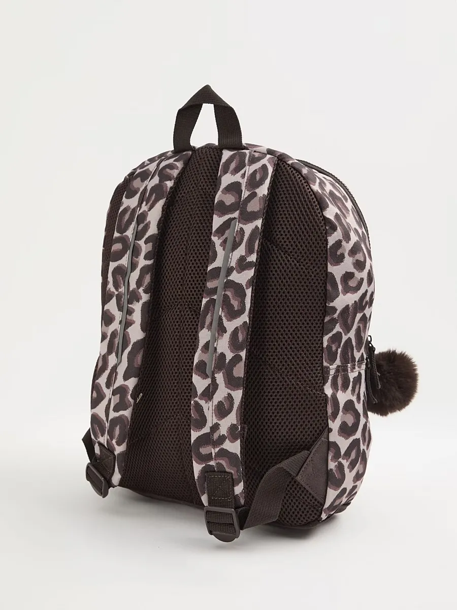 Brown Leopard Print Backpack