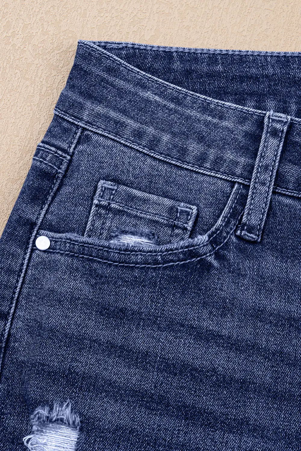 High-Waist Distressed Straight Leg Jeans