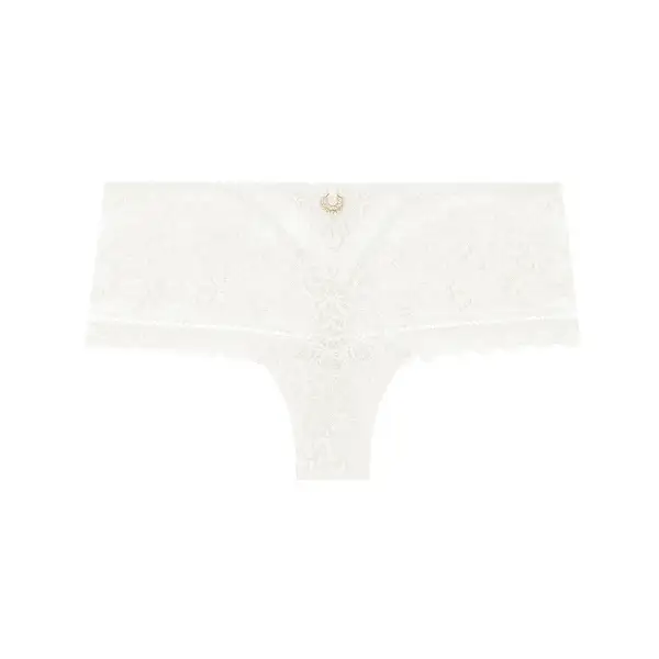 Women's High Cut Flat Seams Elastic Waistband Cotton Gusset Guipure Lace Cotton Lightweight Soft Fabric Stretch Fit Boxer Panty