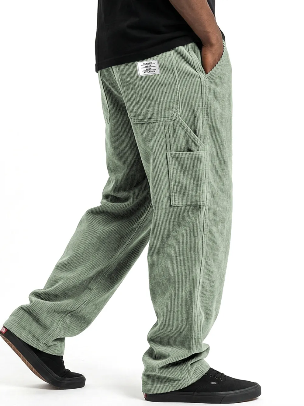 Layered Corduroy Pocket Pants