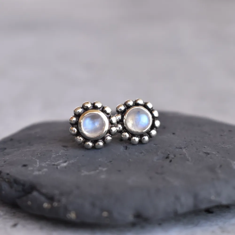 Floral Moonstone Stud Earrings