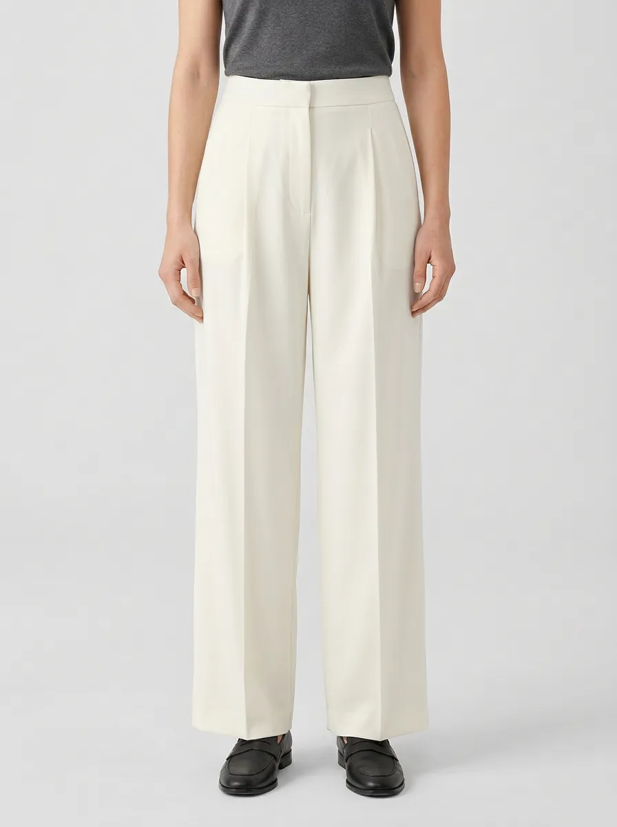 Refined Style Pleated Wide-Leg Trousers