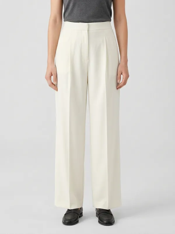Refined Style Pleated Wide-Leg Trousers