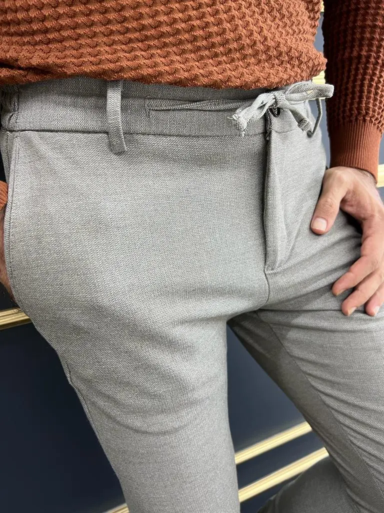 Modern Rope Detail Slim Fit Tailored Trousers