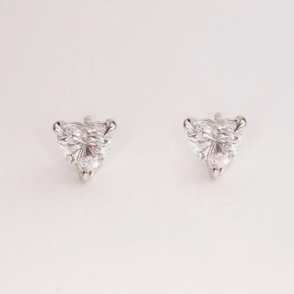 Diamond Solitaire Heart Earring