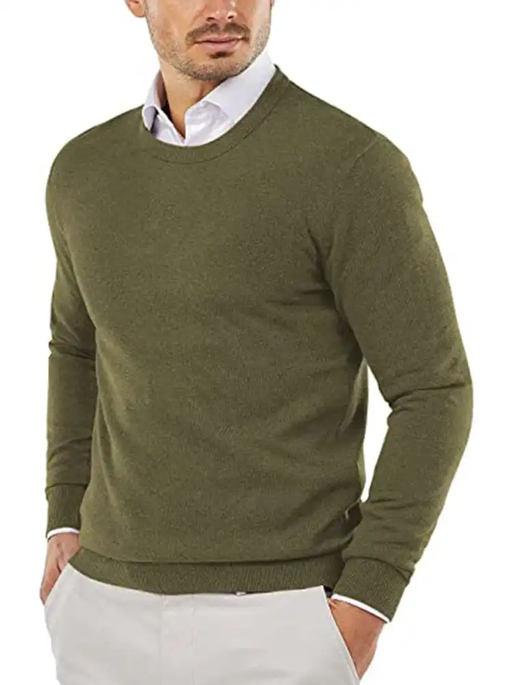 Trendy Crew Neck Pullover Knitted Sweater Jeans