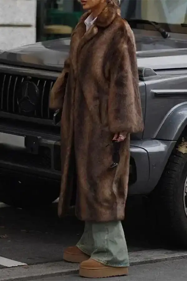 Plush Long Street-Style Coat