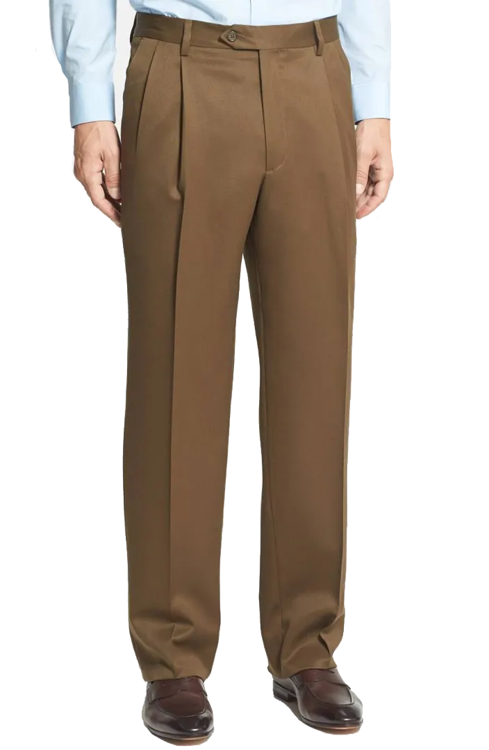Everyday Gabardine Tropical Weave Flat Front Pleated Front Short Rise Trousers
