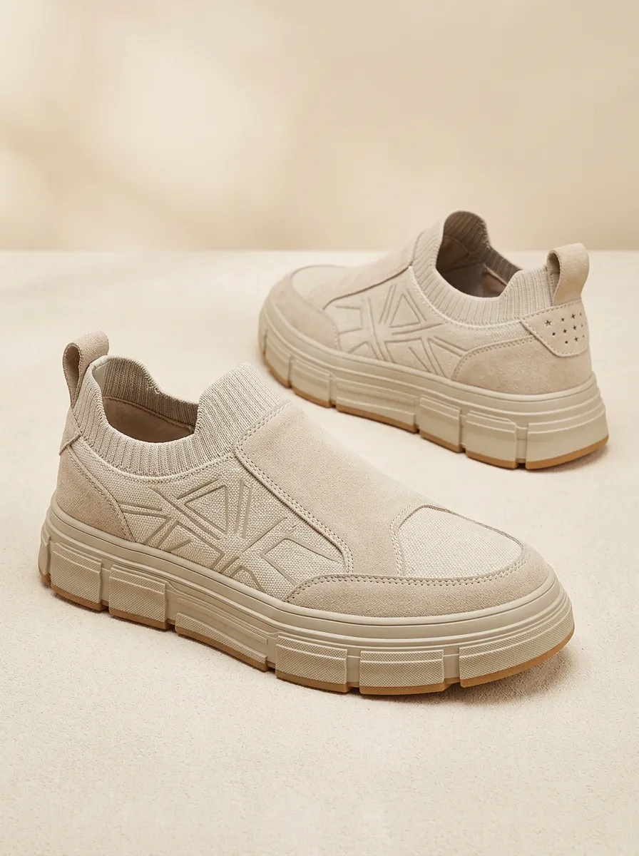 Men's Casual Geometric Pattern Slip-on Patterned Skate Shoes