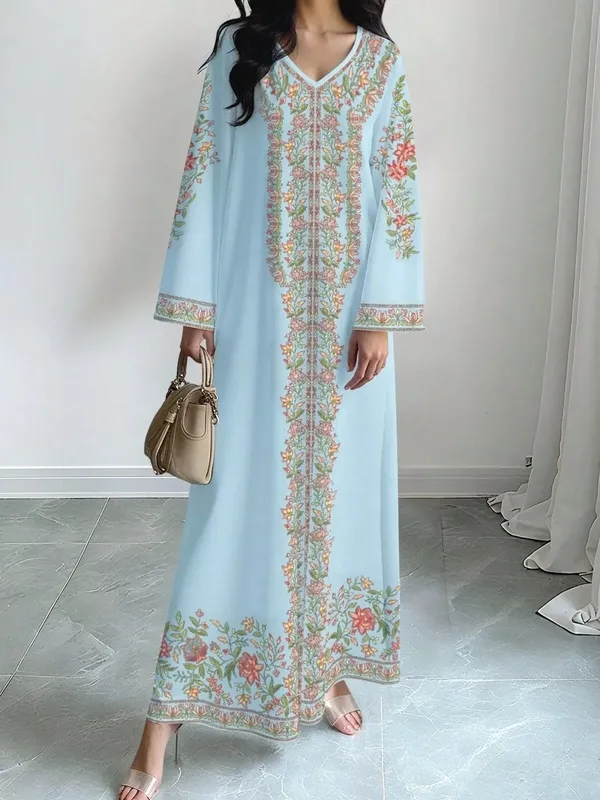 Floral Long-Sleeve Maxi Dress