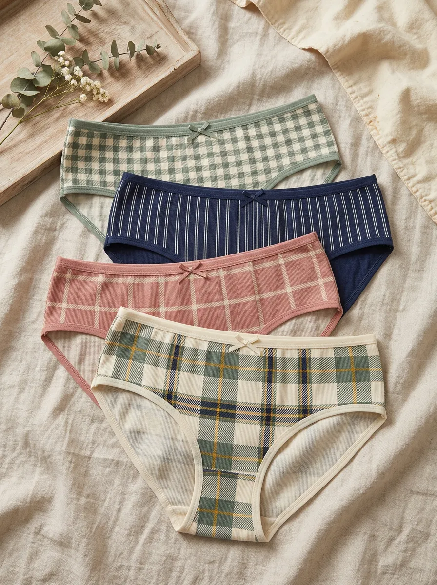 Women's Striped Printed 4-Piece Panty Set