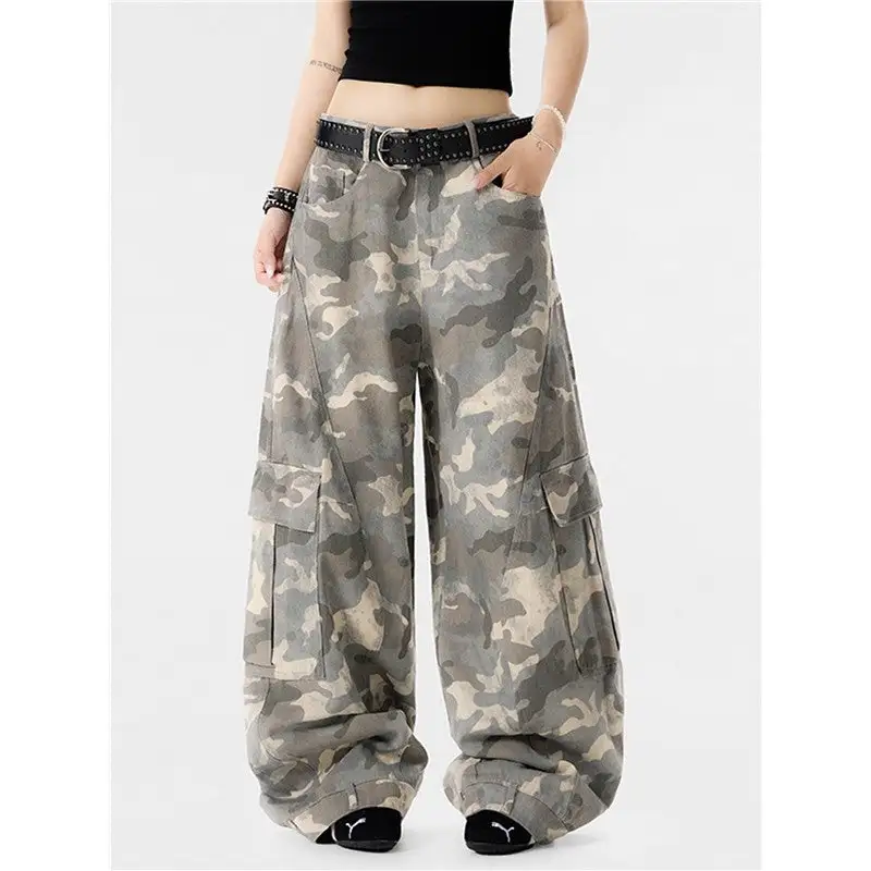 Women's Wide Leg Camouflage Cargo Pants