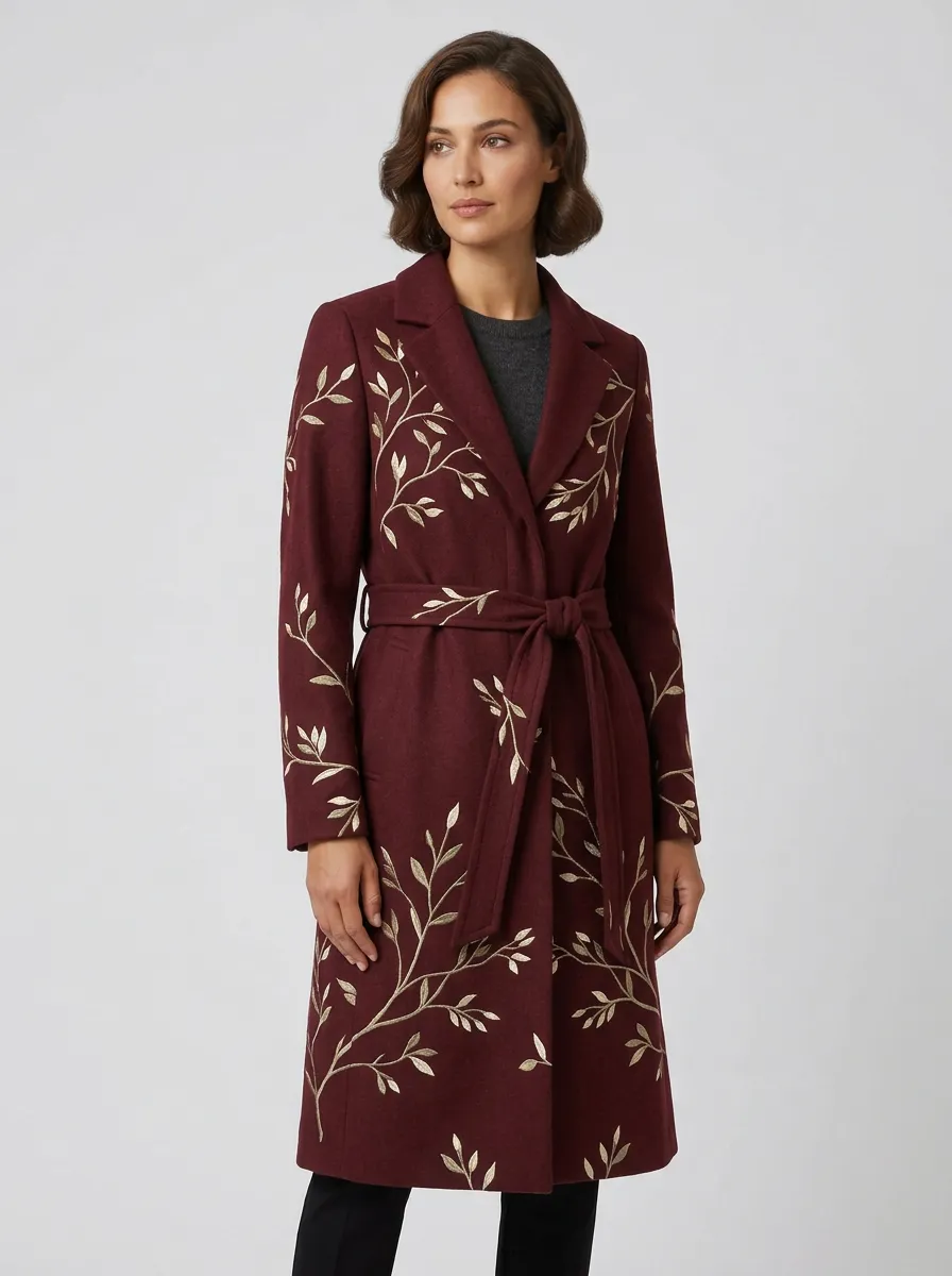 Women's Botanical Branch Pattern Coat