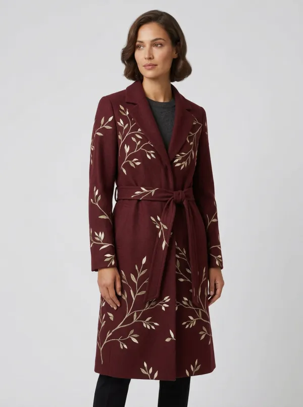 Women's Botanical Branch Pattern Coat