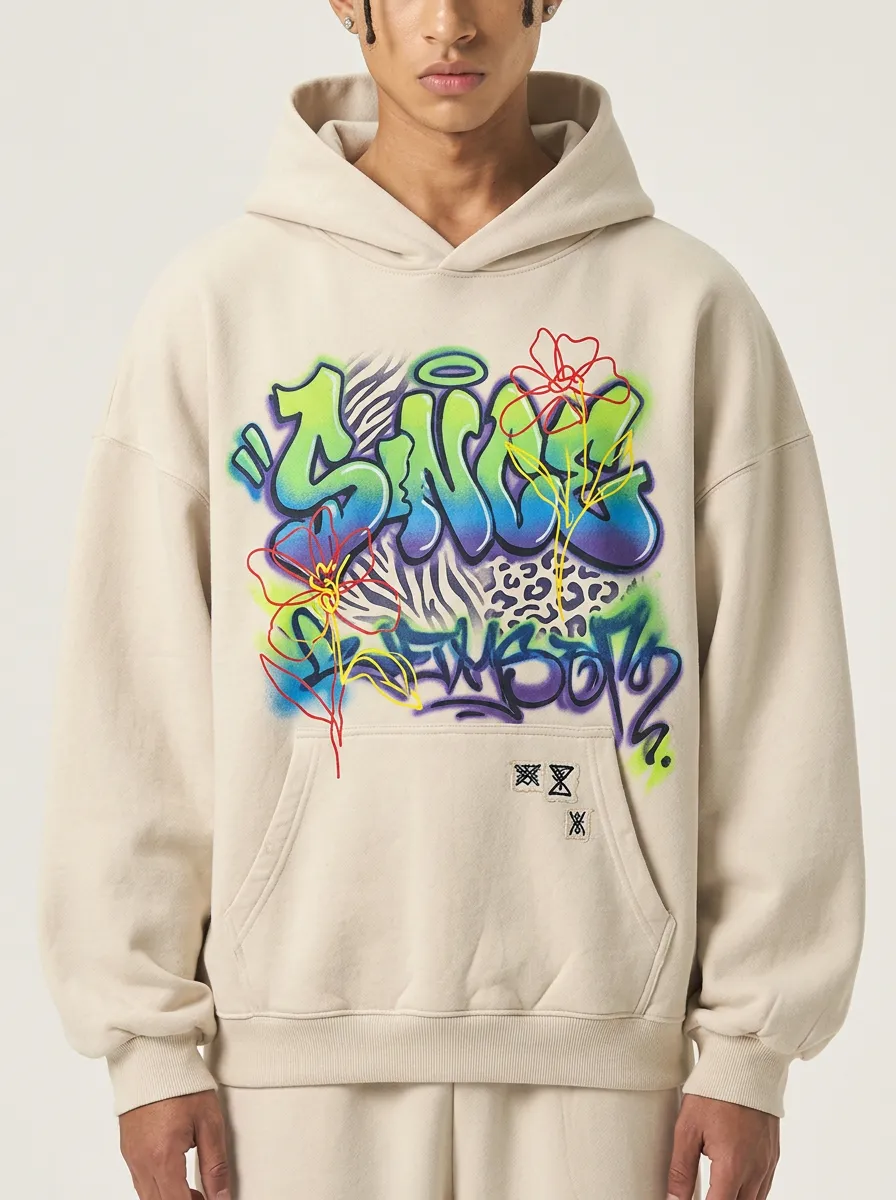 Unisex Streetwear Graffiti Floral Animal Print Graphic Statement Graphic Hoodie