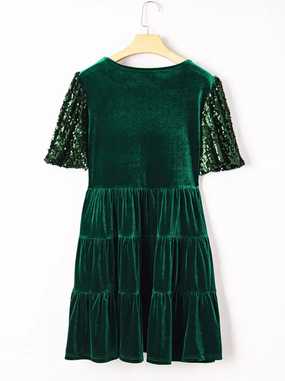 Velvet Sequin Tiered Mini Dress