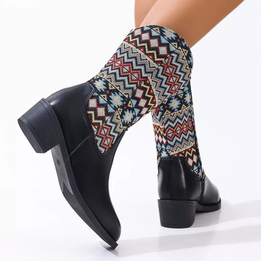 Relaxed Pointed Toe Block Heel Boots
