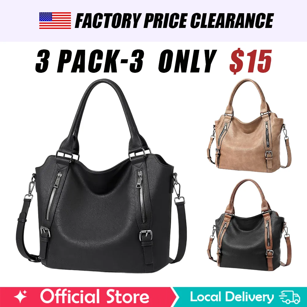 👚 90% OFF NOW! 🌸3-PACK  Purses for Women, Large Hobo Bags, Multiple Pockets Tote Handbags, Water Repellent Shoulder Bag with Adjustable Strap☀️