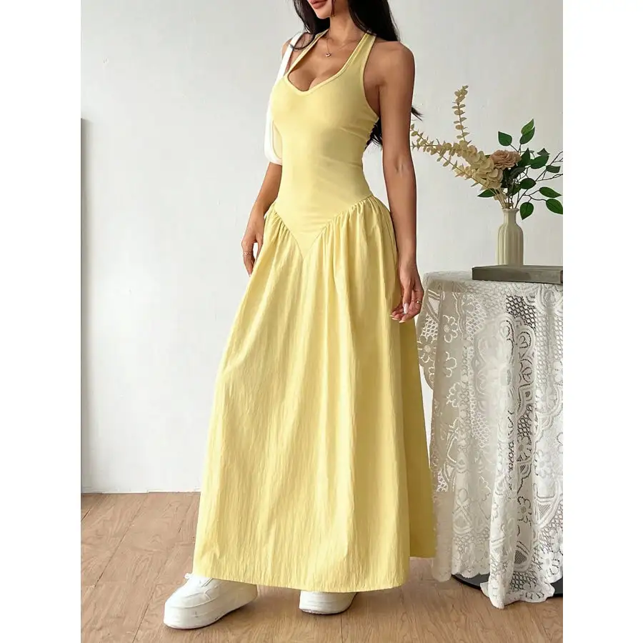 Relaxed Halter Neck Maxi Dress