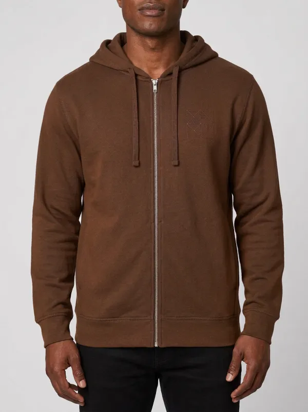 Men's Geometric Square Pattern Graphic Full-Zip Hoodie