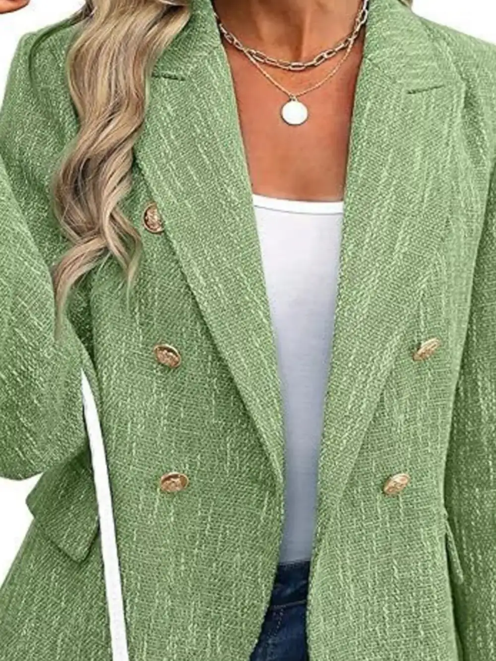 Double Breasted Lapel Collar Blazer