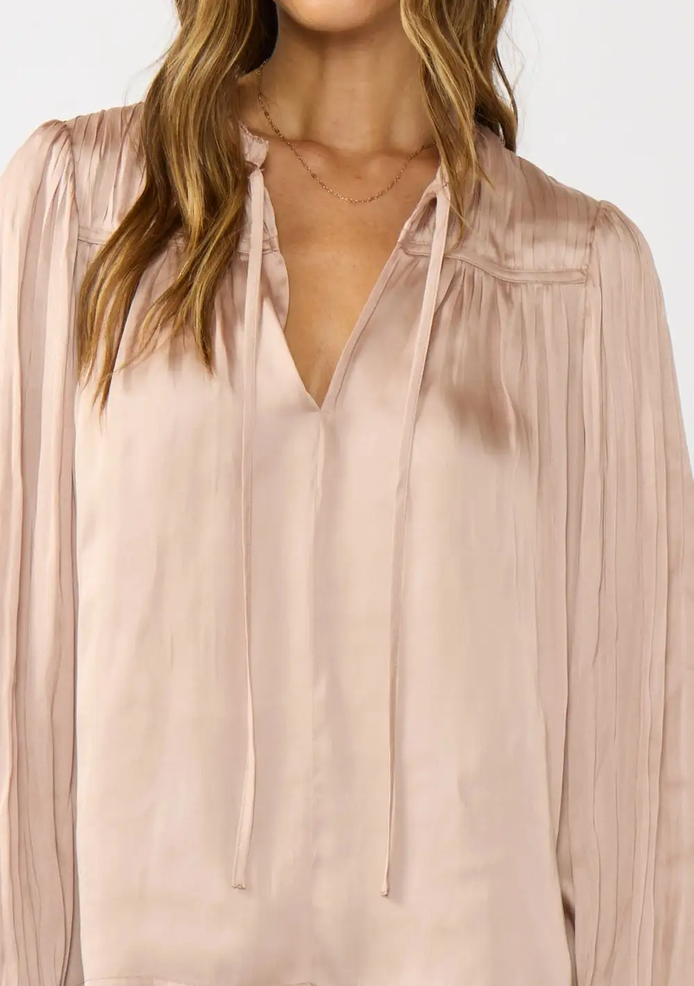 Split Neck Satin Blouse