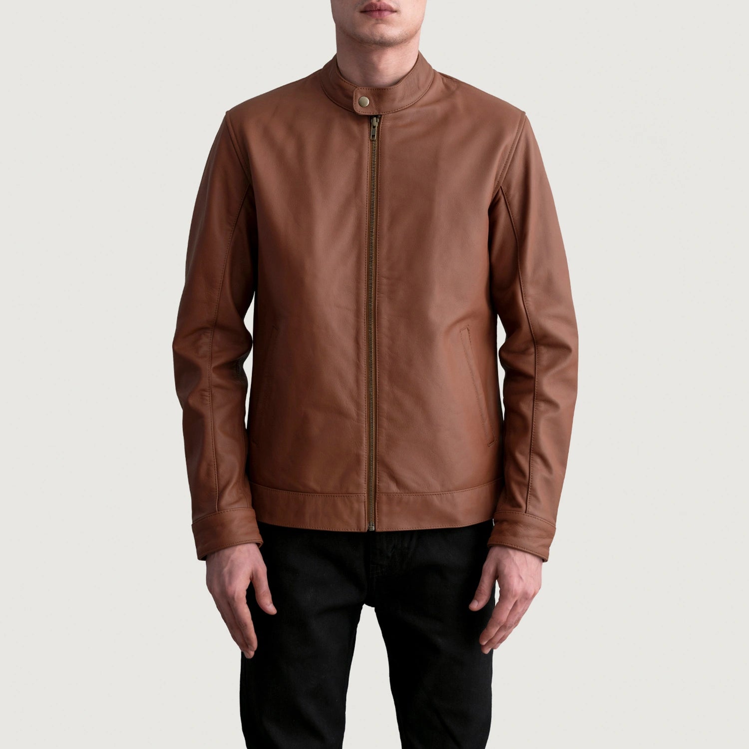 Men's Textured Biker Leather Jacket