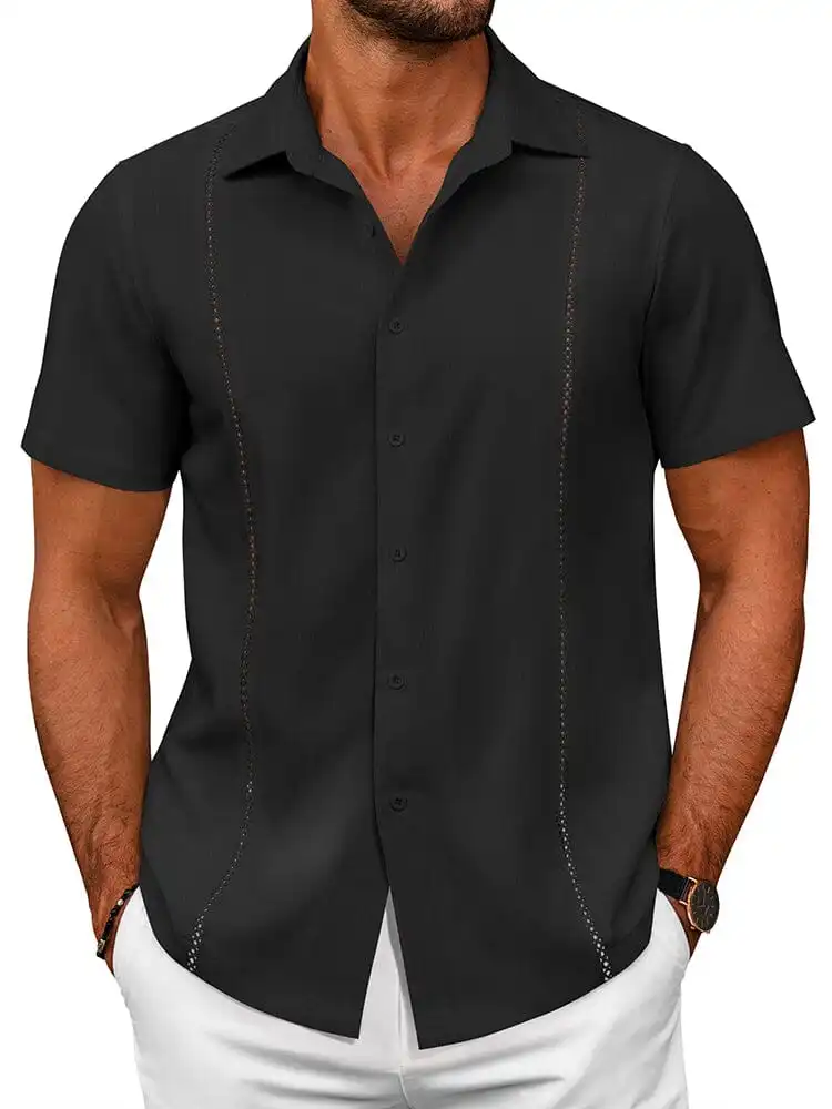 Tailored Casual Embroidered Camp Collar Shirt