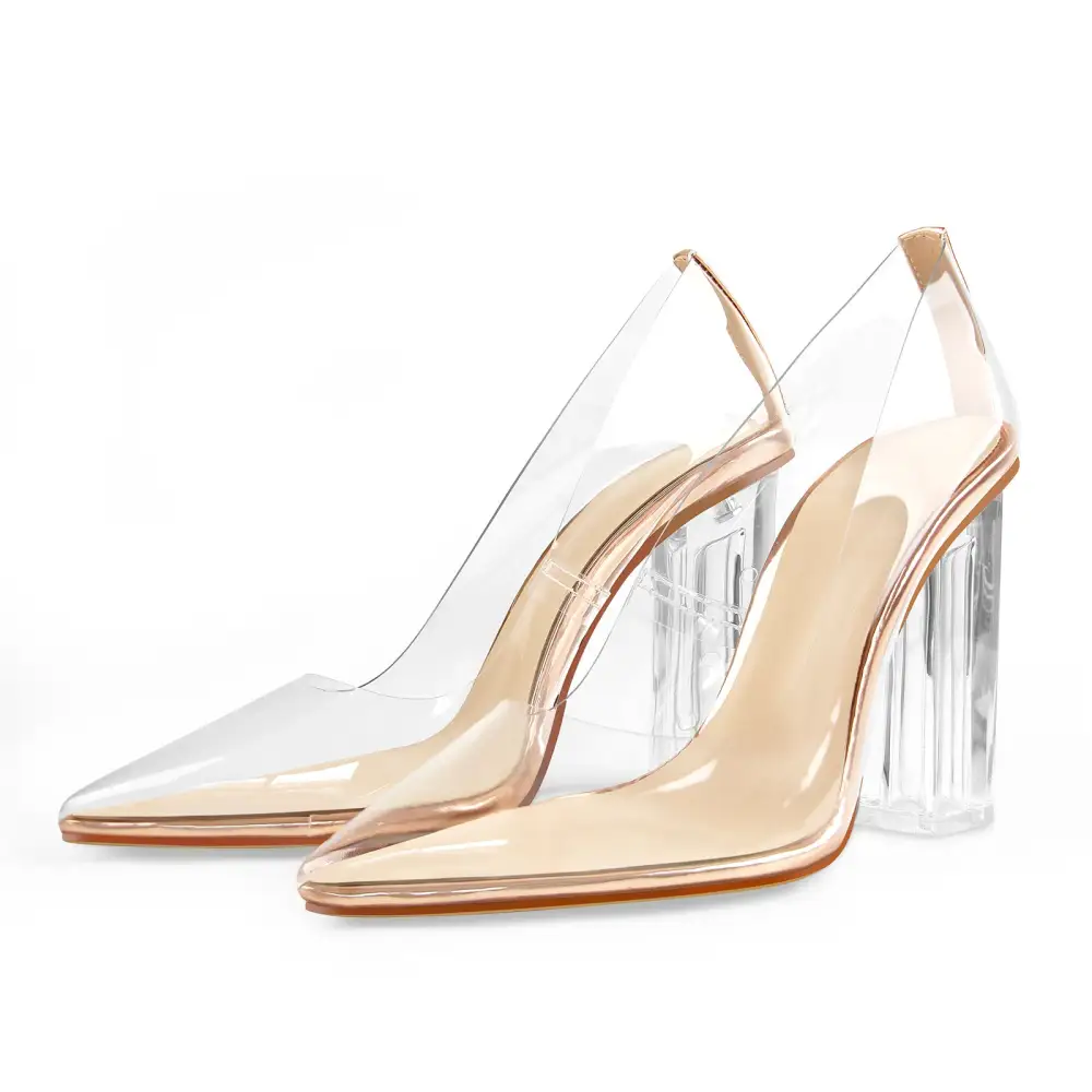 Modern Pointed Toe Transparent Heel Pumps