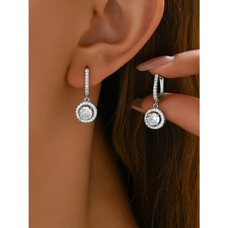Stainless Steel Zircon Drop Earrings