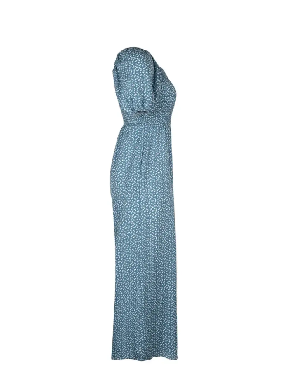 Printed Square Neck Puff Sleeve Everyday Jumpsuit