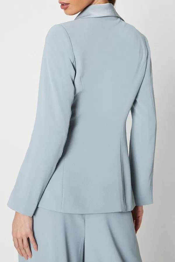 Satin Detail Drape Front Blazer