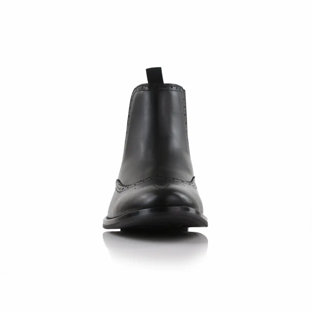 Faux-Leather Wingtip Brogue Chelsea Boots