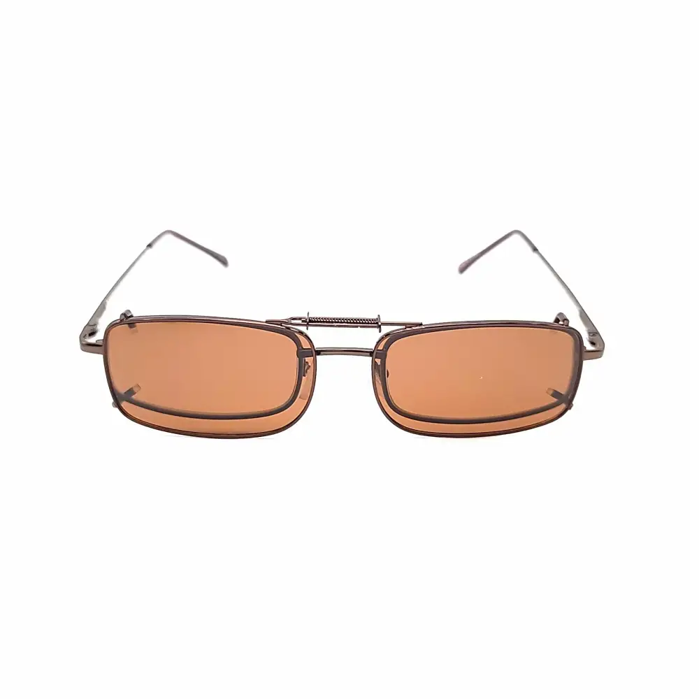 Amber Lens 50mm Rectangular Polarized Clip-On Sunglasses