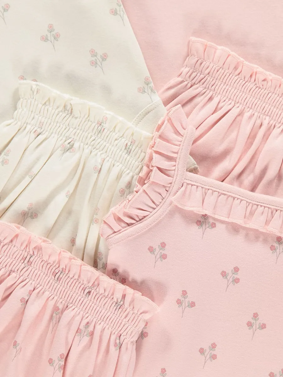 Pink Ditsy Floral Bodysuits and Briefs 3 Pack