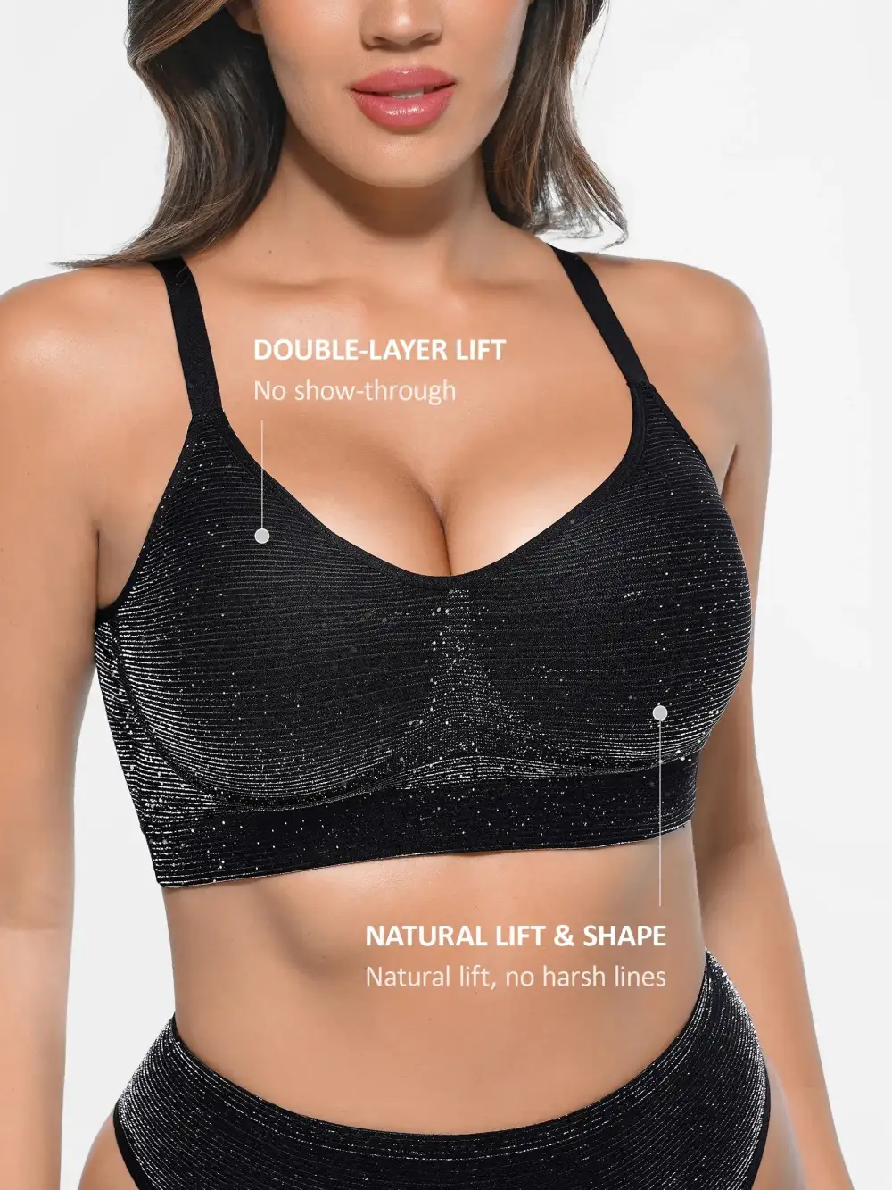 Wireless Shimmer Detail Support Bra