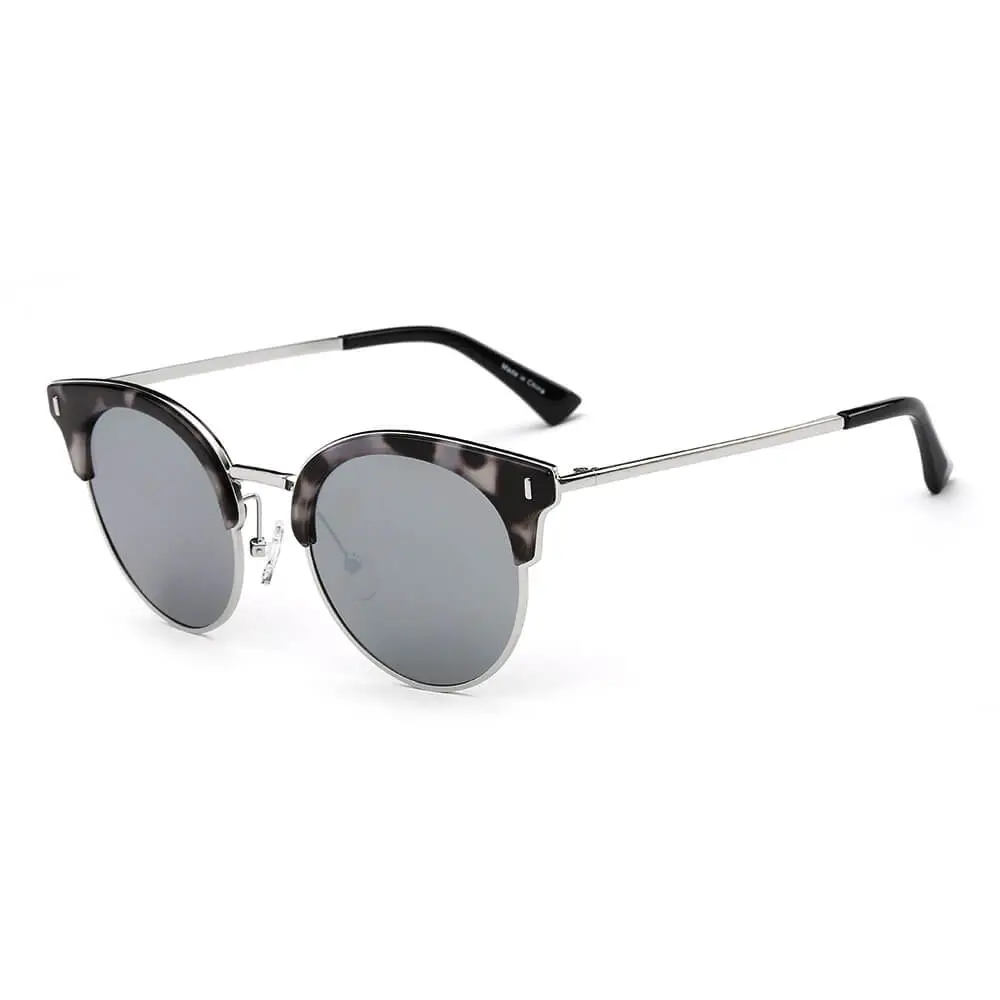 Half Frame Round Cat-Eye Polarized Sunglasses