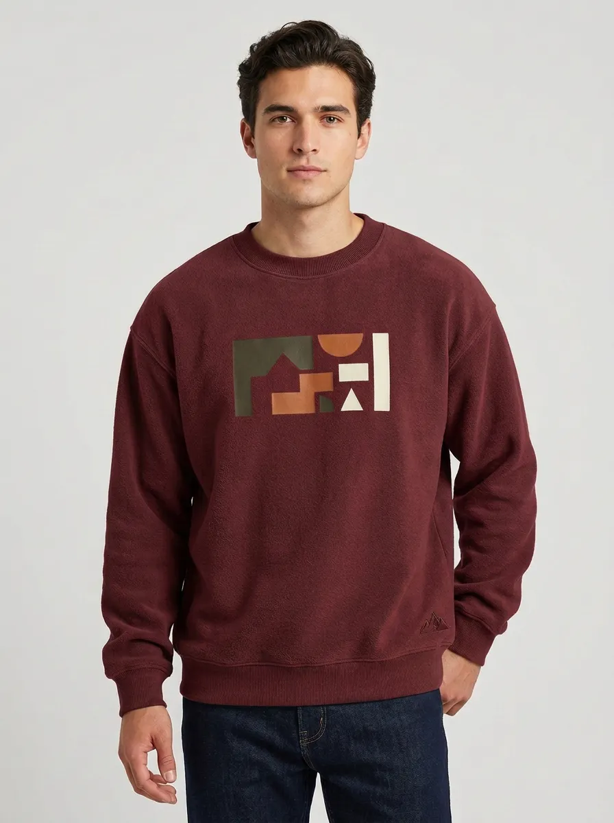 Men's Charcoal Abstract Geometric Art Fleece Sweatshirt