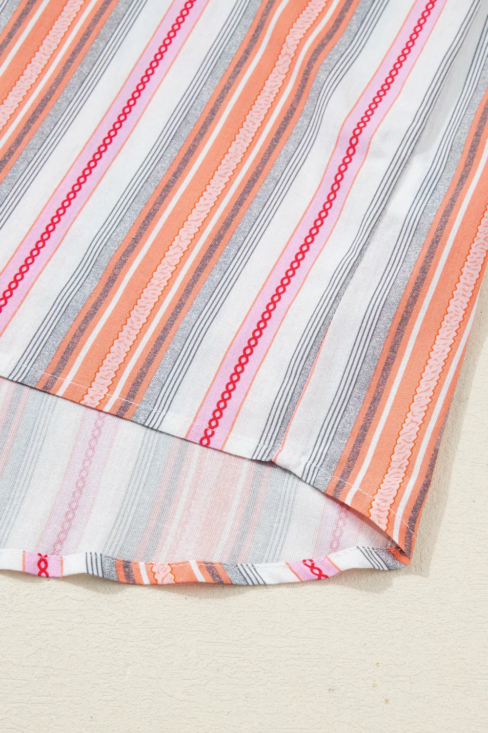 Pink Stripe Button Up Short Sleeve Shirt