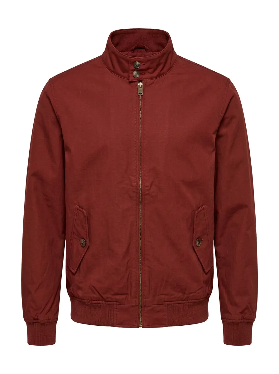 Men's Casual Military Style Olive Green Zip-up Harrington Jacket