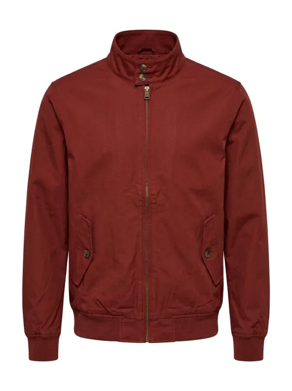Men's Casual Military Style Olive Green Zip-up Harrington Jacket