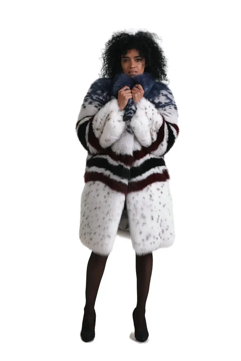 Multicolored Fox Fur coat