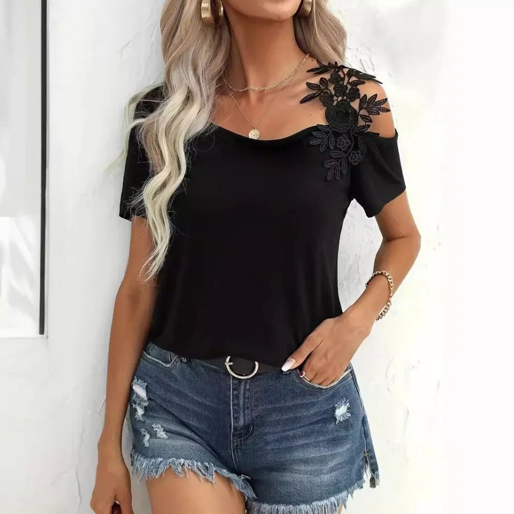 Lace Trim Short Sleeve Tee
