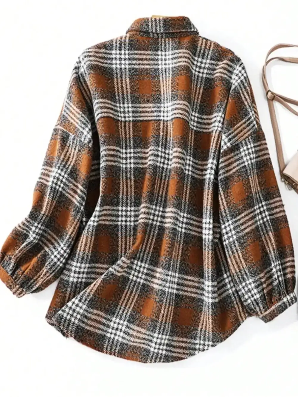 Plaid Button Front Shacket Jacket